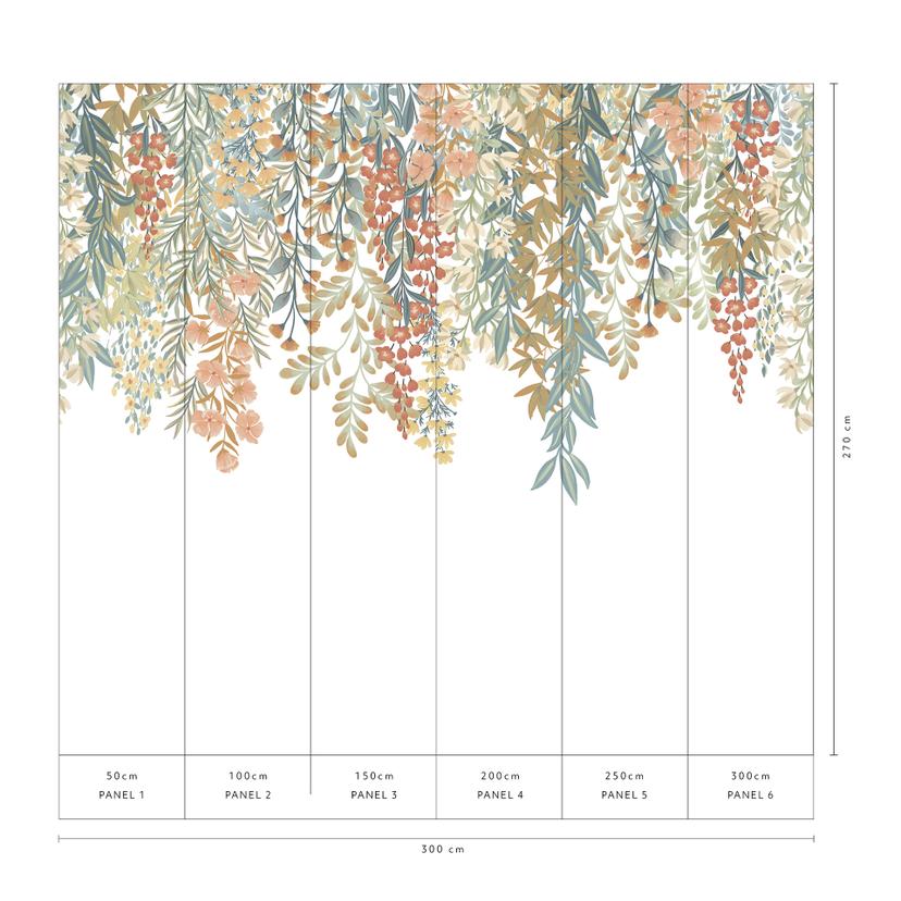 Fotomurale, carta da parati con motivo a foglie La Terrasse beige 2,7 x 3 m