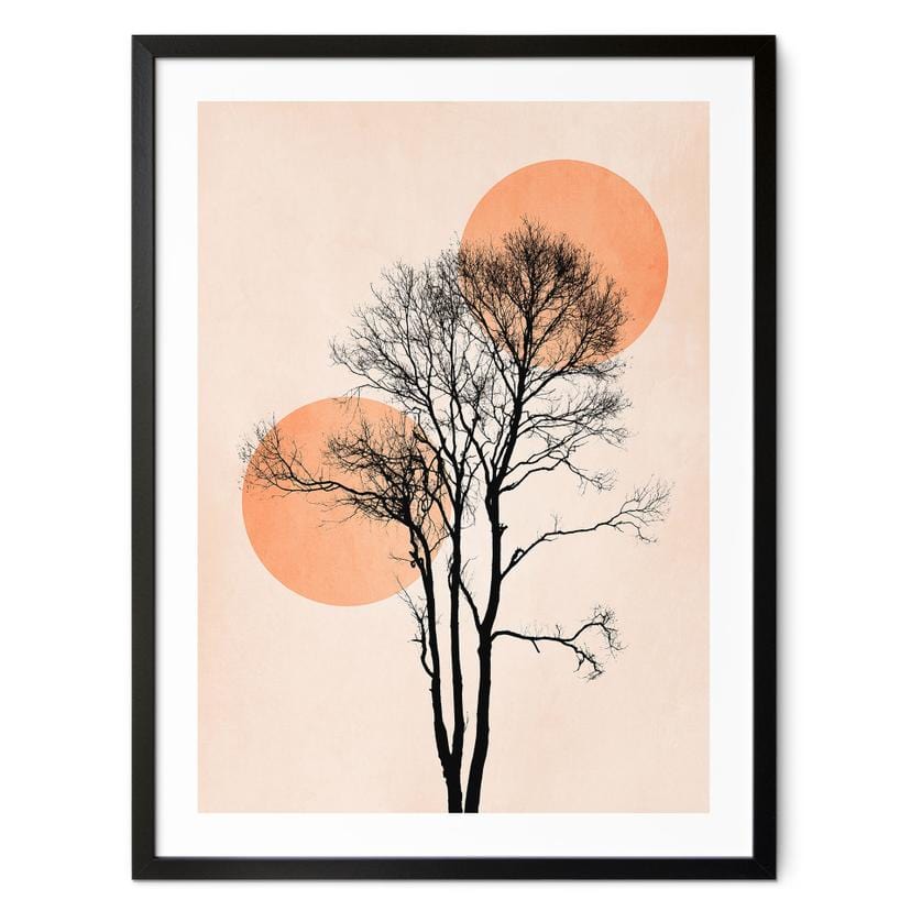 Plakat Sol og måne i orange - Kubistika