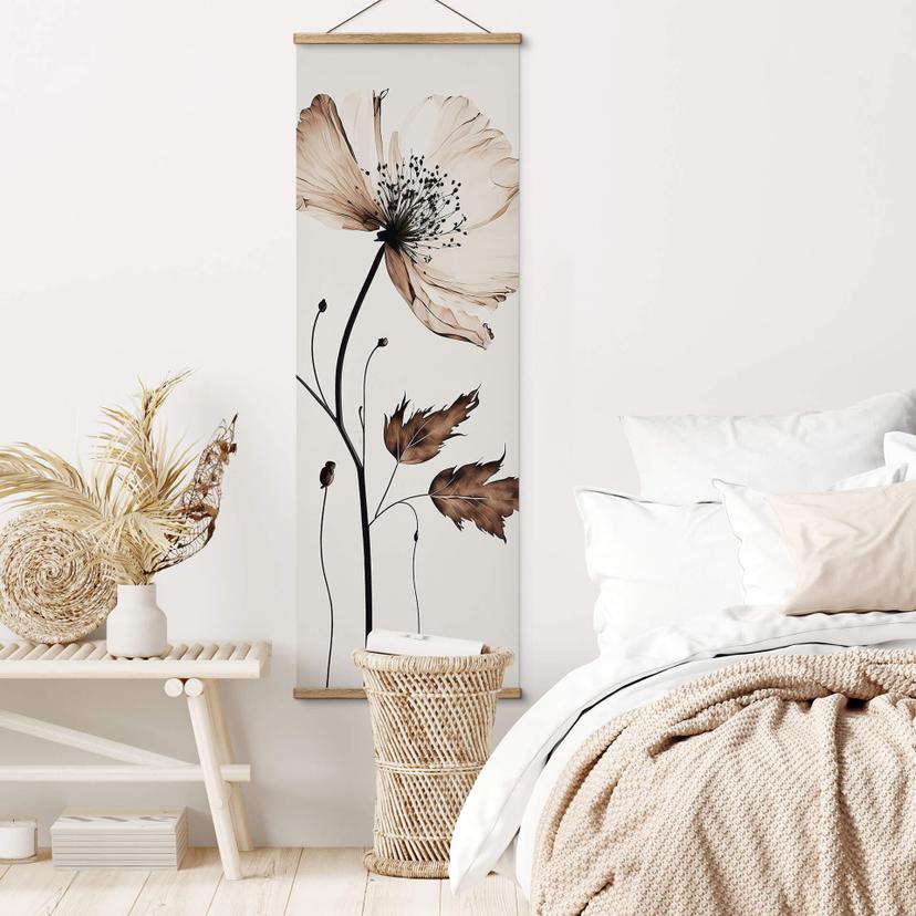 Poster tessile Treechild - Fiore secco in crema