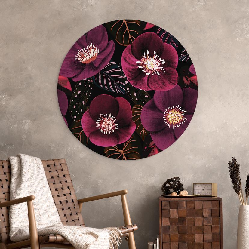Stampe per pareti con fiori dai toni viola - Illustrazione di anice - Alu-Dibond rotondo