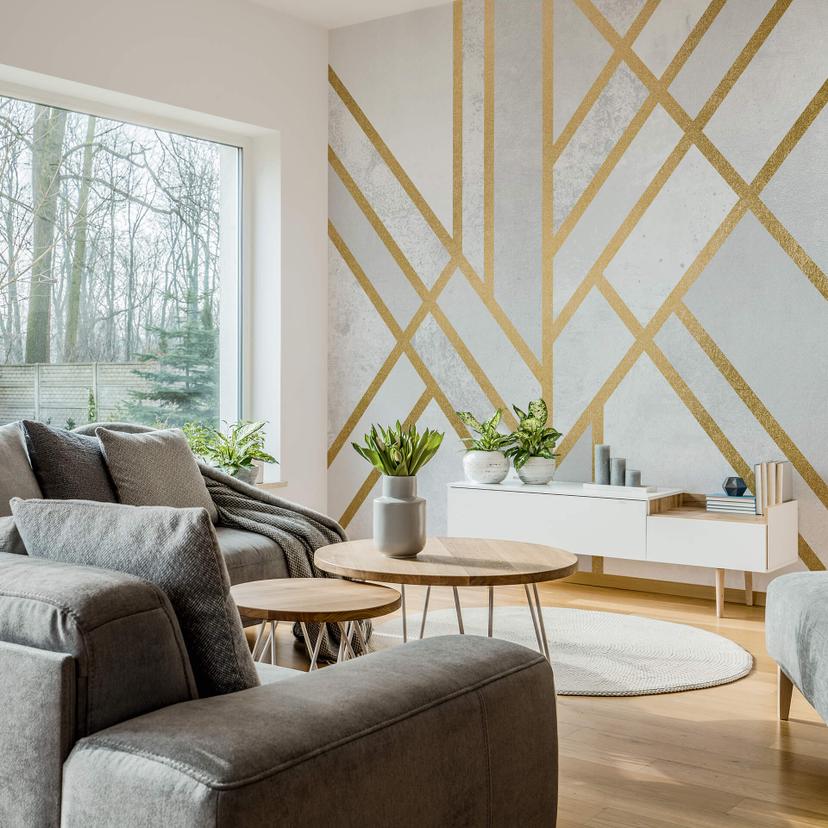 Fototapet Frederiksson - Art Deco: Gylden Geometri - 240x260 cm