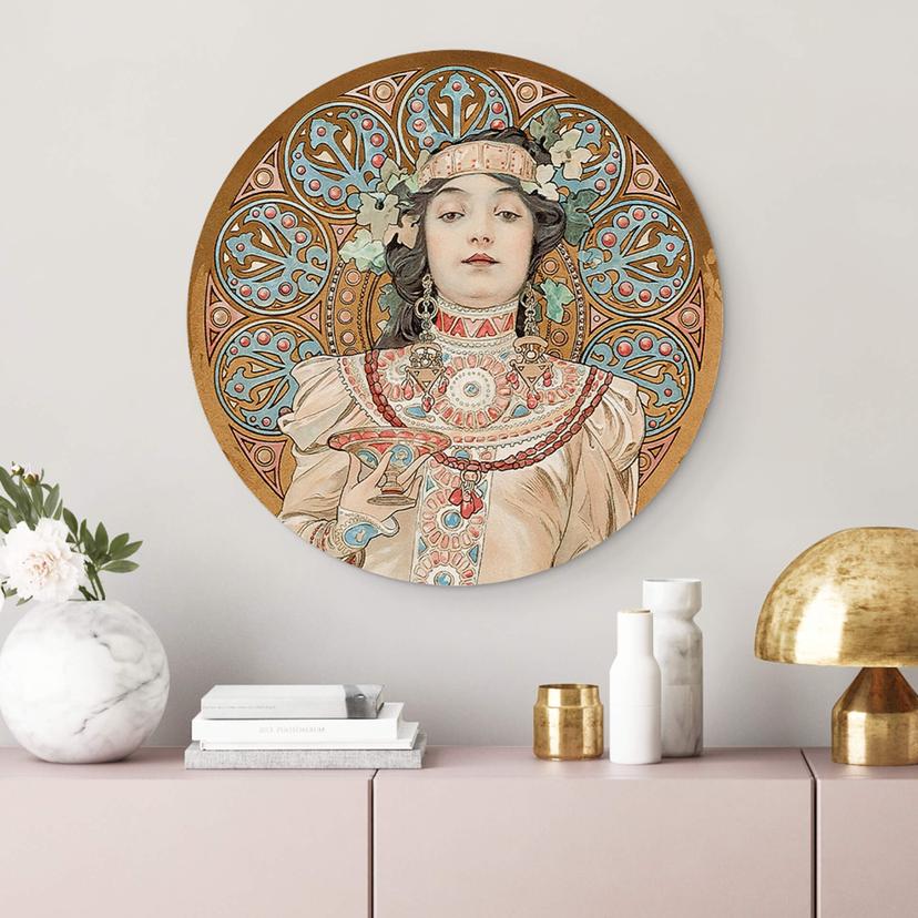Tableau sur alu-Dibond rond Mucha - Moet et Chandon