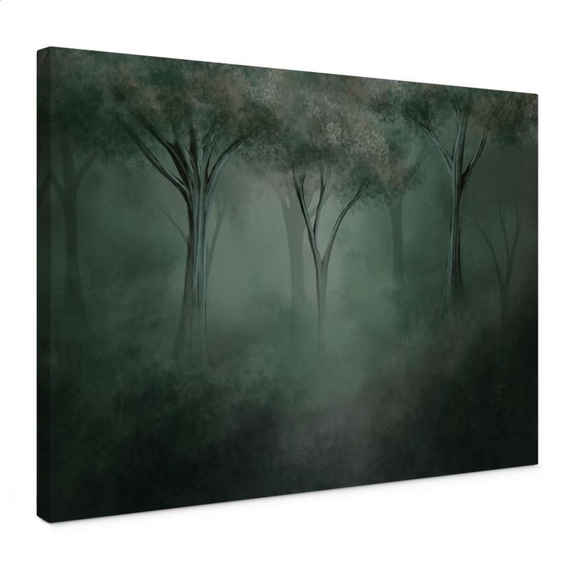 Canvas schilderij bos magie in de ochtendmist groen - Ms Tiff