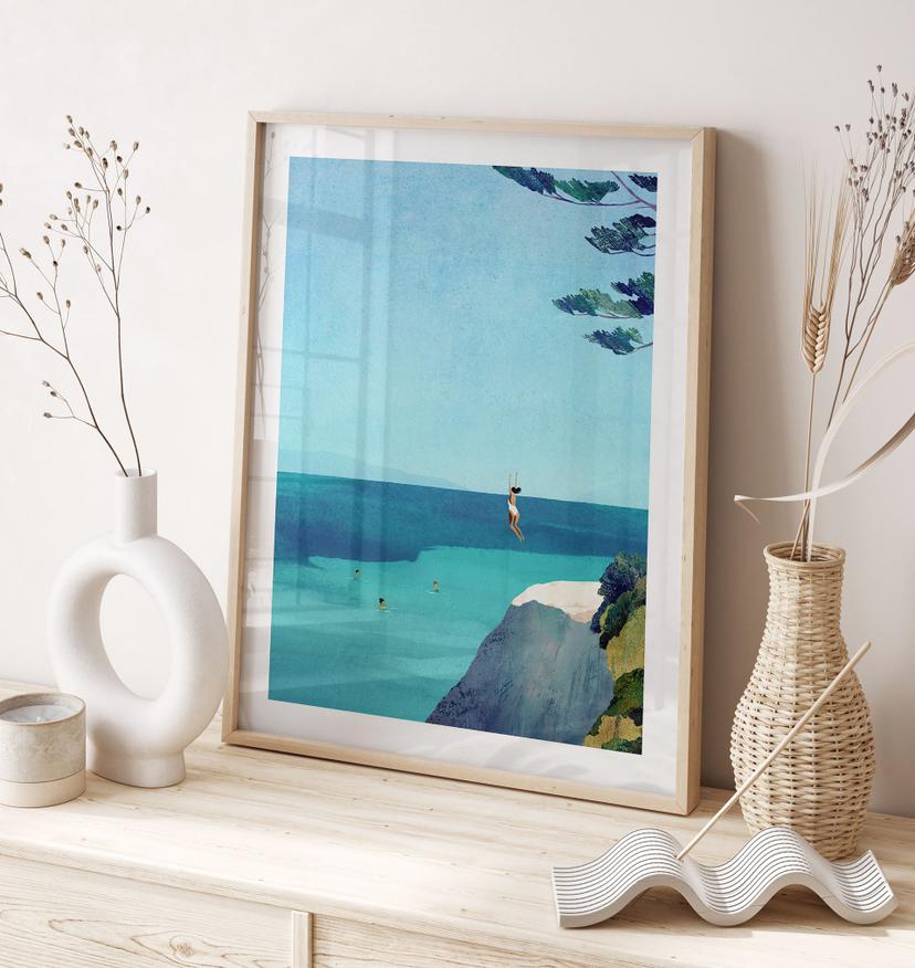 Poster Sommarglädje vid det turkosblå havet | Reseposter - Rivers
