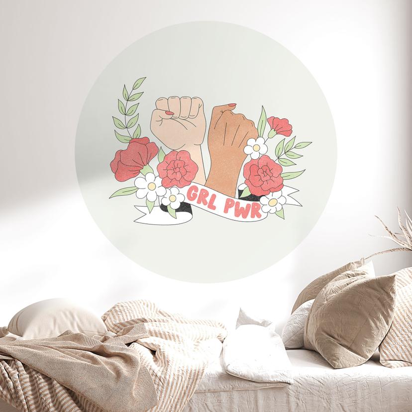 Vinilo decorativo de flores Girl Power - Redondo