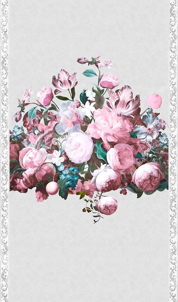 Fototapet med blomstermotiv Floral Classic, Romantic matt i grå 2,70 x 1,59m