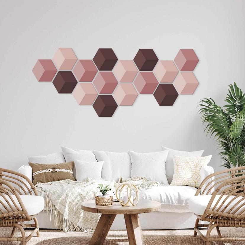 Esagono effetto 3D Alu-Dibond rosso