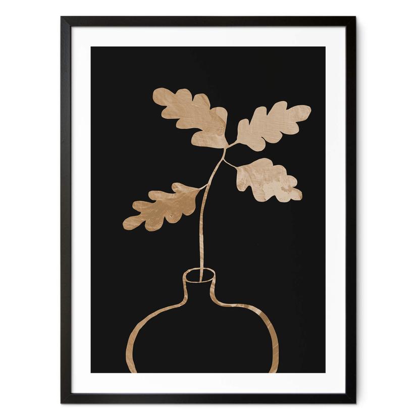 Póster 1X Studio - Hojas de roble doradas en un jarrón