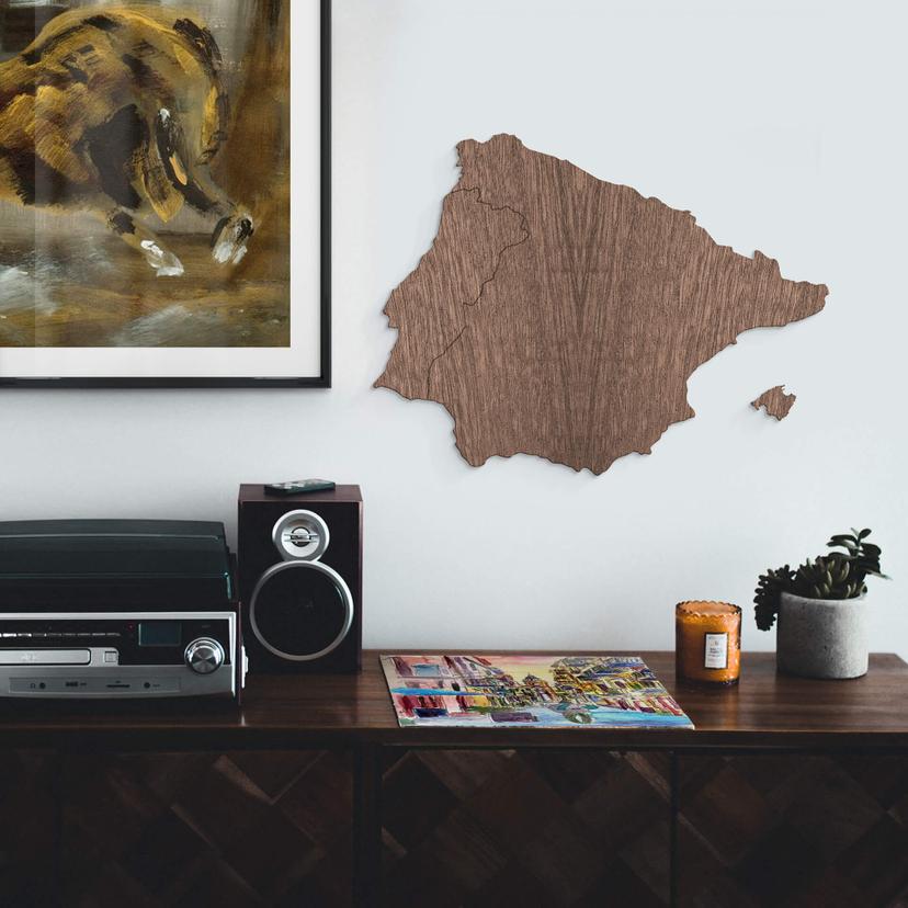 Chapa de caoba Wood art - Mapa Península Ibérica