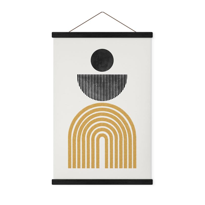 Póster de tela Composición abstracta con círculo y semicírculo - The Miuus Studio