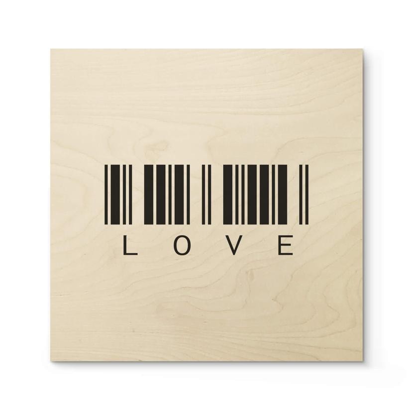 Cuadro de madera Código de barras Amor - Cuadrado