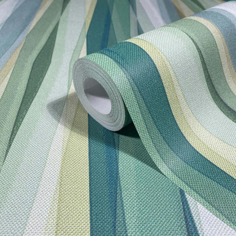 Icke-vävd tapet Stripes Stripes Modern, barnmatta i grönt