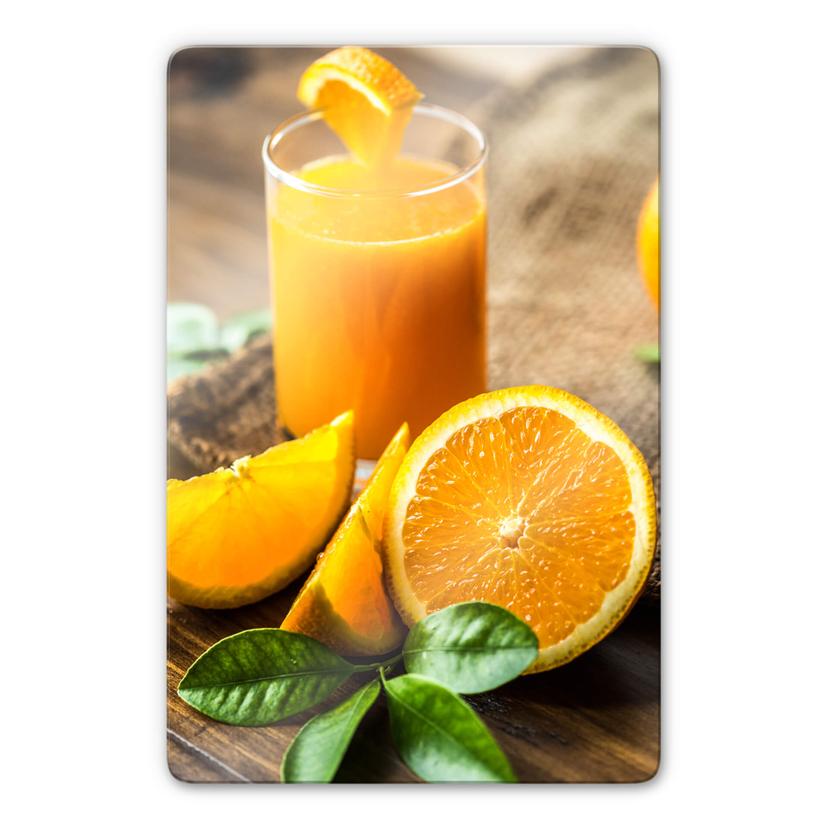 Glasschilderij Verse Jus D'Orange