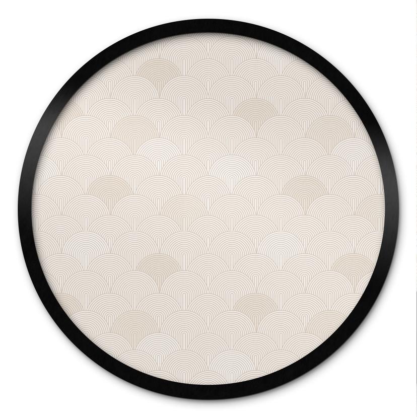 Plakat Abstrakte halvcirkler i blød beige - Bloomery Decor - Round
