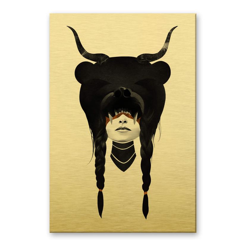Tableau sur alu-Dibond effet doré Ireland - Bear Warrior