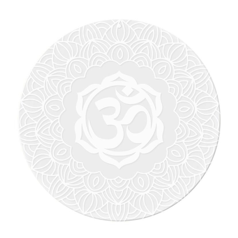 Stampa su acrilico, immagine per finestra da appendere Om segno con mandala - Rotondo