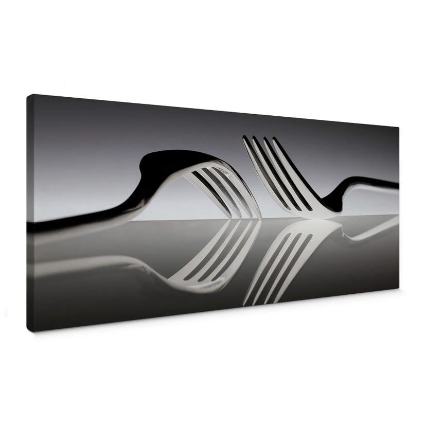 Canvasbillede - De Kogel - Silverware Reflection - Panorama