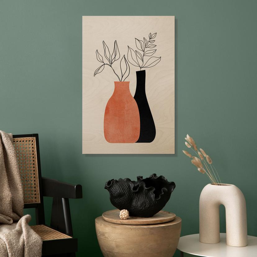 Cuadro de madera en negro y naranja - Kubistika
