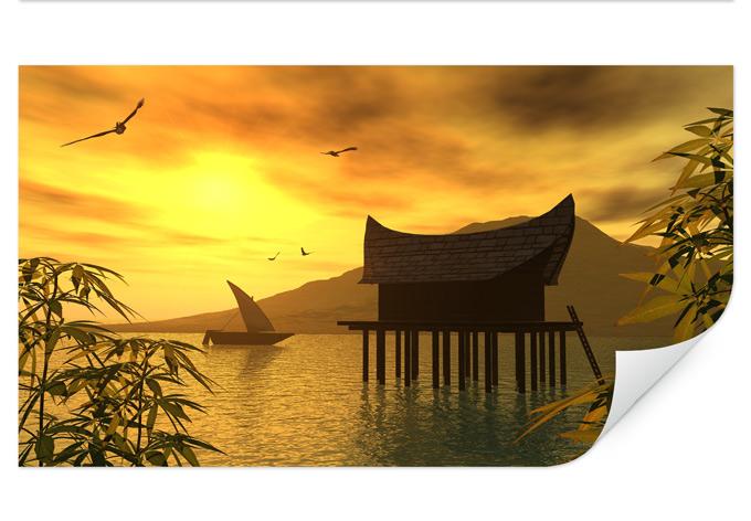 Poster autocollant - W - Maison sur Pilotis