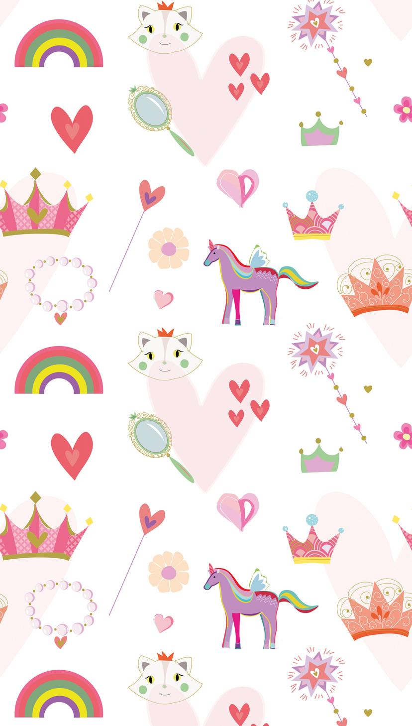 Børnehavetapet farvet pink - non-woven tapetkunst til børn Livingwalls - mat og glat