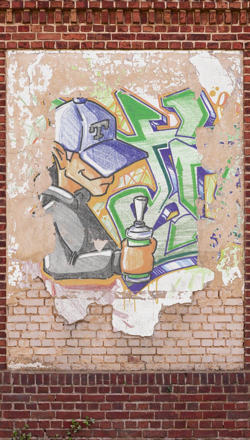 Graffiti marrón beige - Fotomural tejido-no tejido - Industrial Livingwalls - mate y liso