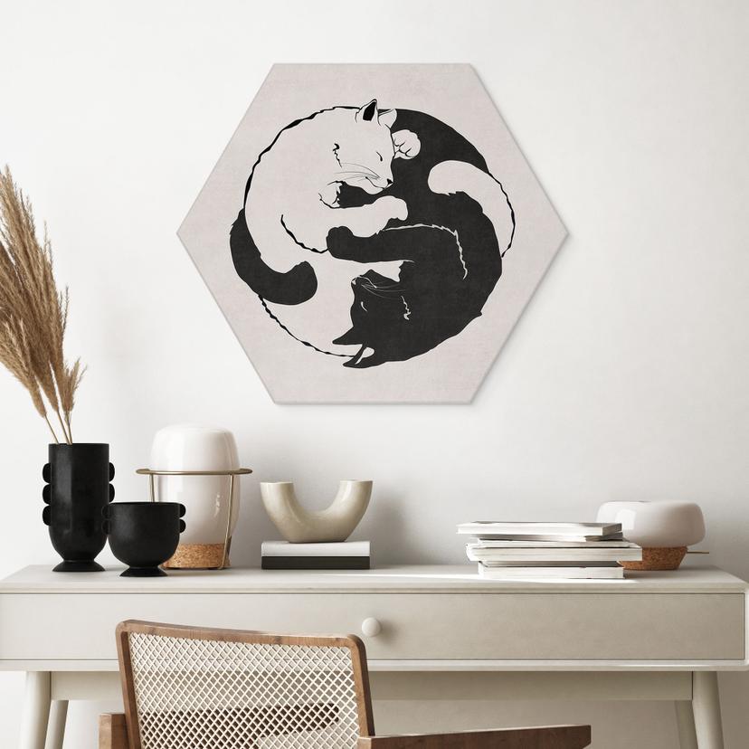 Esagono Alu-Dibond Gatti Ying & Yang - Tunaboylu