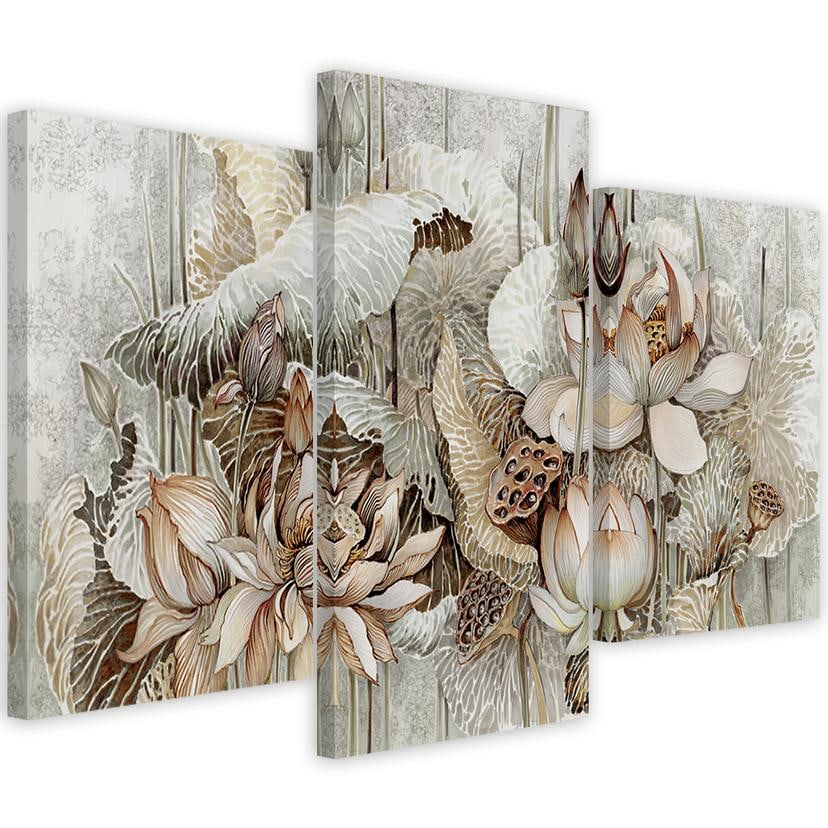 3 stykke lærredstryk, Saint Lotus-blomster