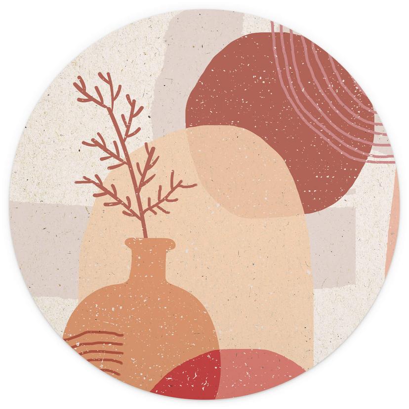 Fototapet Demir - Boho-illustration av en växt - Rund - non-woven tapet/självhäftande non-woven tape