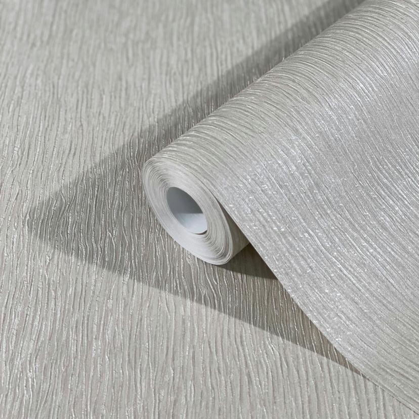 Non-woven tapet med lys struktur i ensfarvet grå