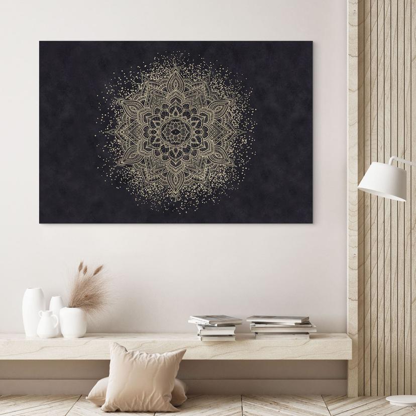 Stampe per pareti Mandala elegante in nero e oro - Bloomery Decor - Alluminio dibond