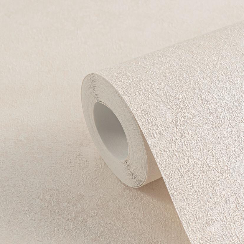 Papel pintado aspecto hormigón crema - Papel pintado no tejido textura ligera y natural