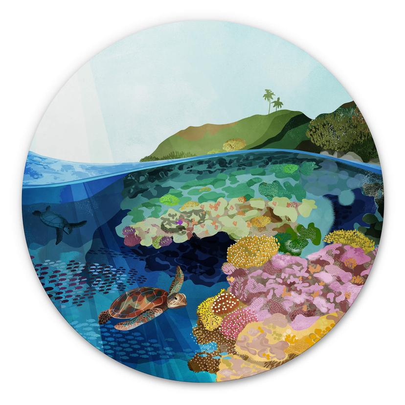 Tableau sur alu-Dibond rond - Goed Blauw - Sous l'eau