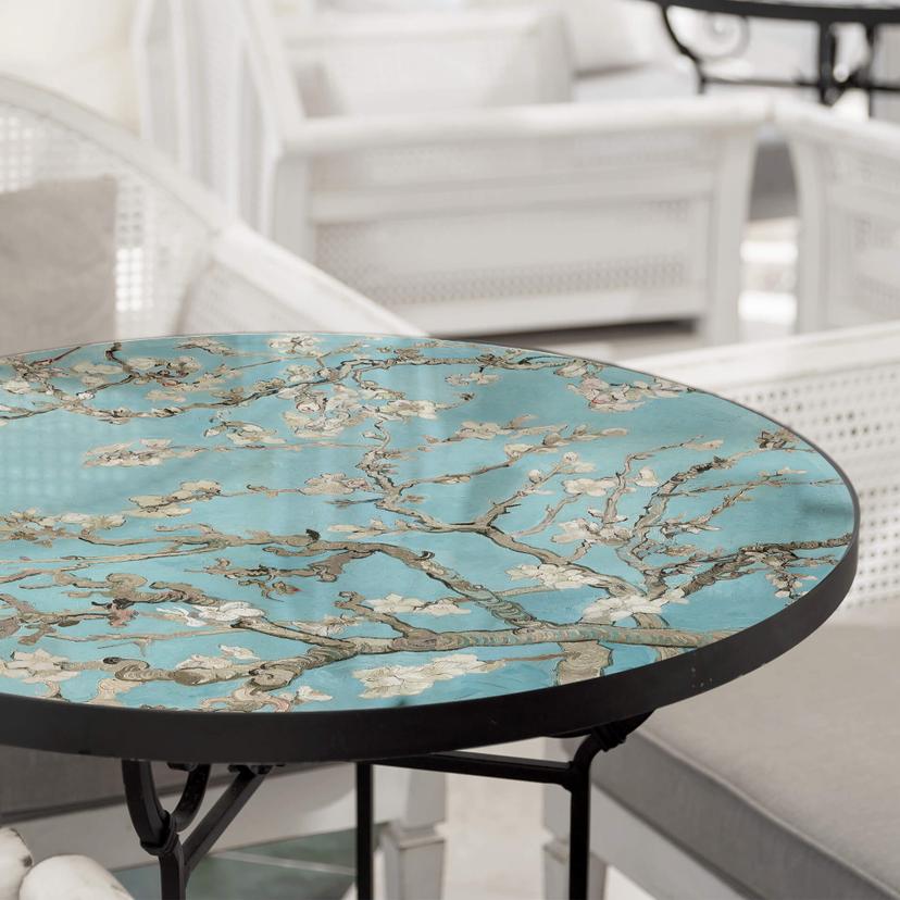 Plateau de table en verre rond - Van Gogh - Amandier en fleur