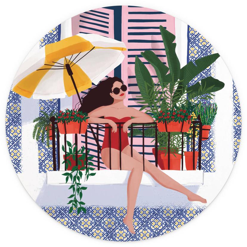 Fotomurale per vacanze sul balcone - Tomljanovic - Round - carta da parati in tessuto non tessuto/ca