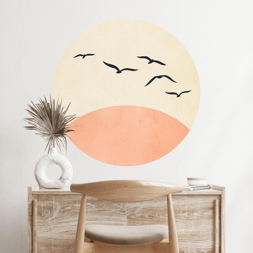 Wall Sticker Sværm af fugle ved solnedgang - Kubistika