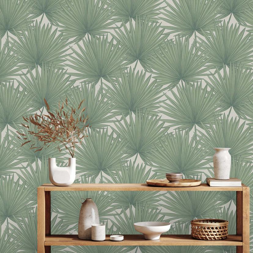 jungle tapet grønne blade - stue non-woven tapet palmeblad