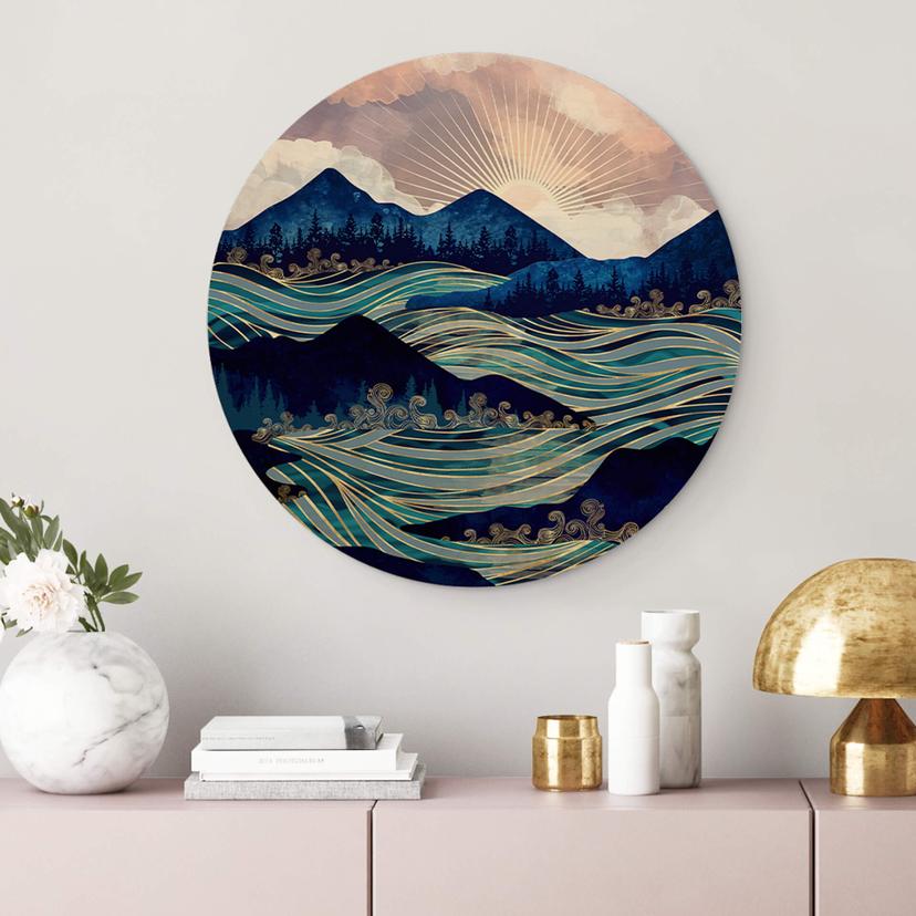 Stampa su legno di SpaceFrog Designs - Deriva del mare - Rotondo