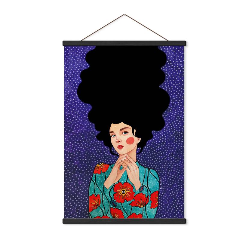 Affiche textile Femme en robe coquelicot - Hülya