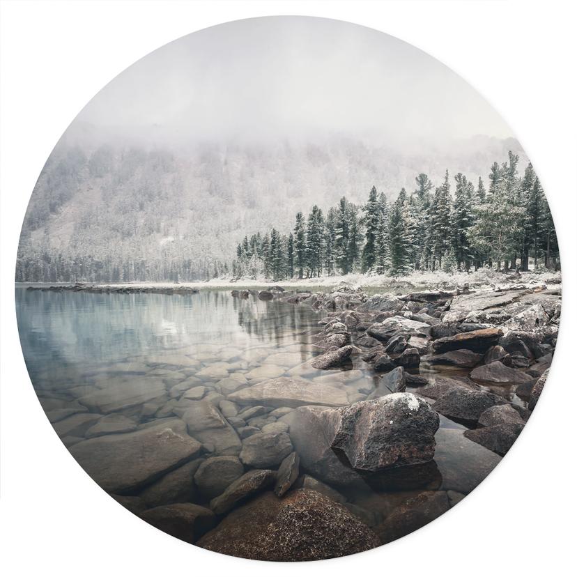 Vinilo decorativo Bosque invernal junto al lago - Rostovskiy - Redondo