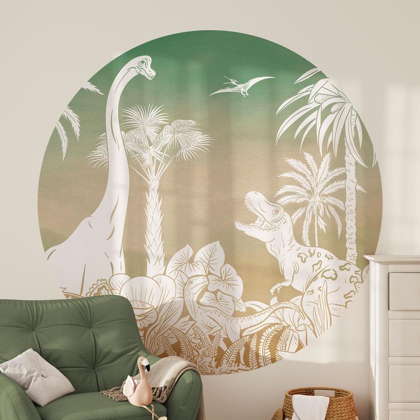 Eventyrrejse til dinosaurerne Wallsticker - Ombre - Kikki Belle - Rund