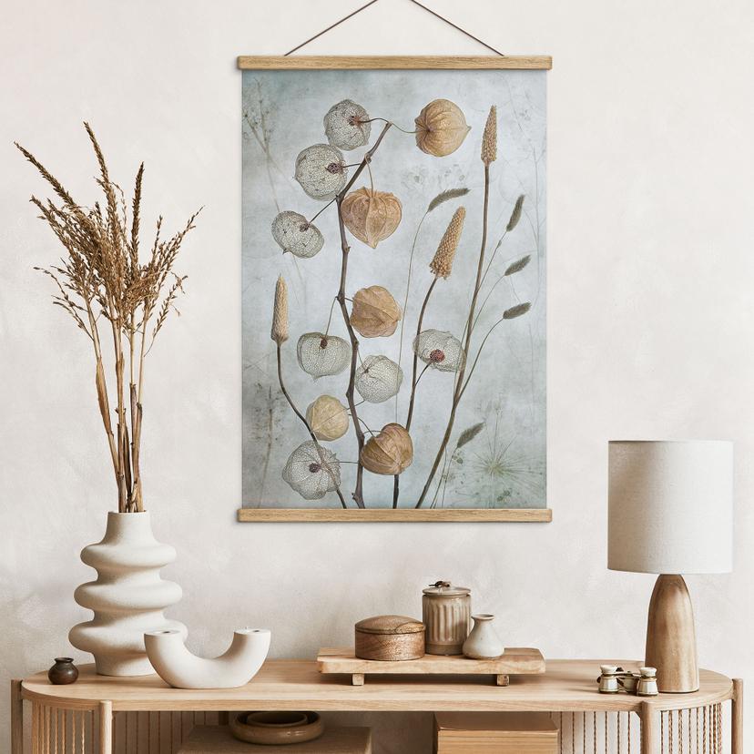 Stoffbild Getrocknete Lampionblumen - Disher