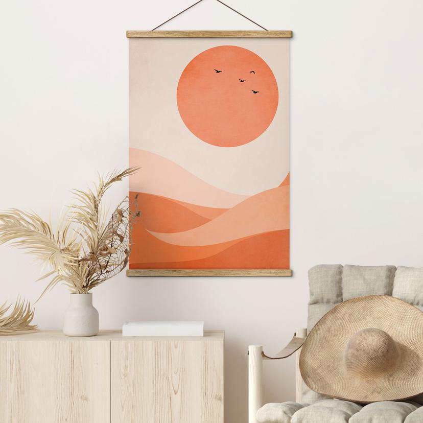 Poster tessile Paesaggio armonioso arancione - Kubistika