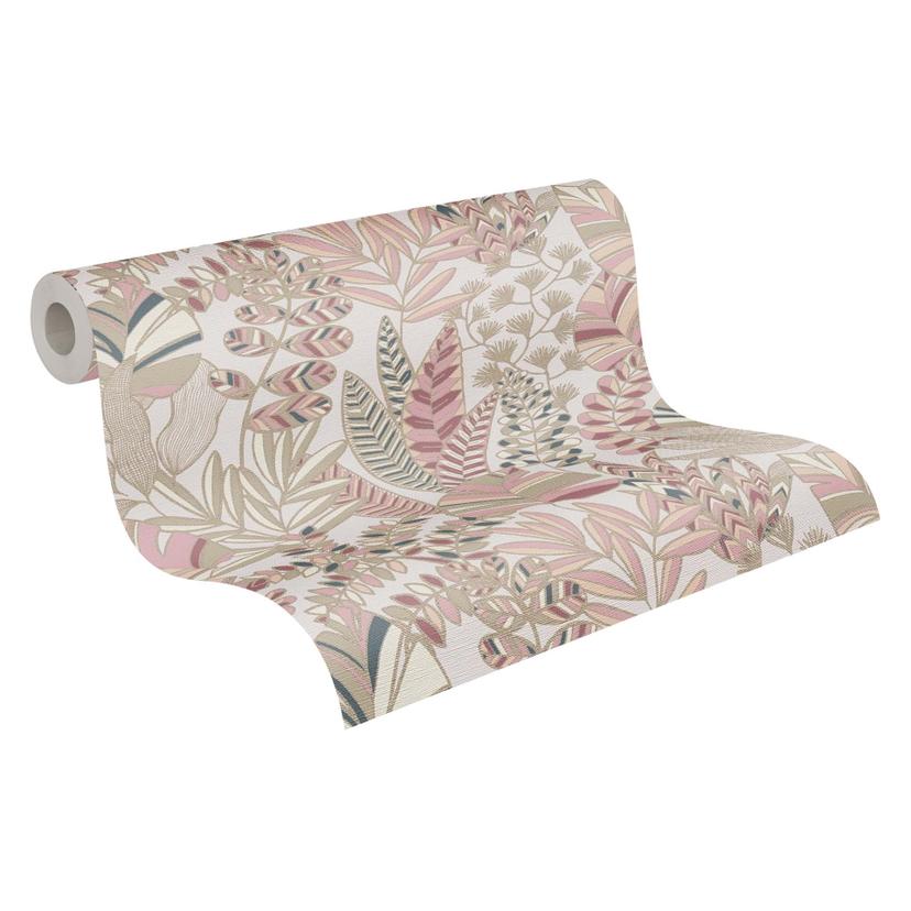 Jungla no tejido papel pintado plantas rosa blanco moderno papel pintado hojas