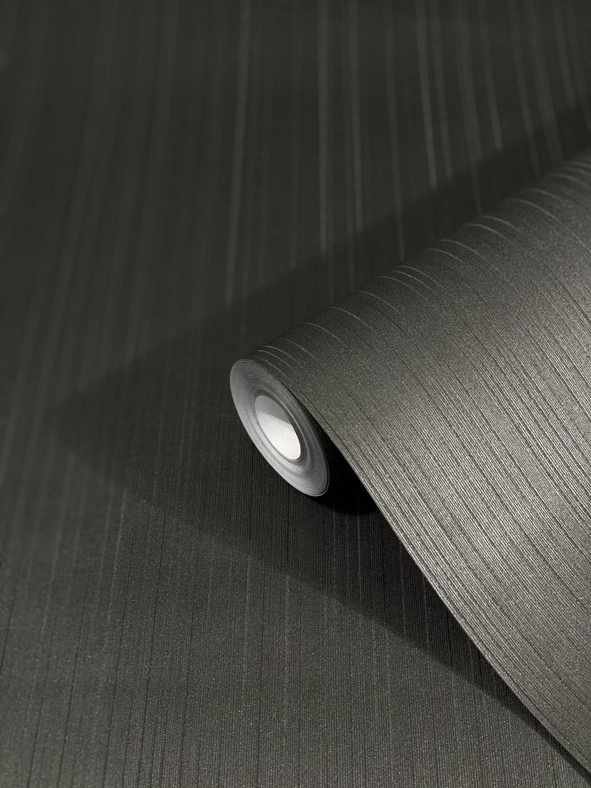 Non-woven tapet med skinnende fine striber og linjer sorte striber af Harald Glööckler