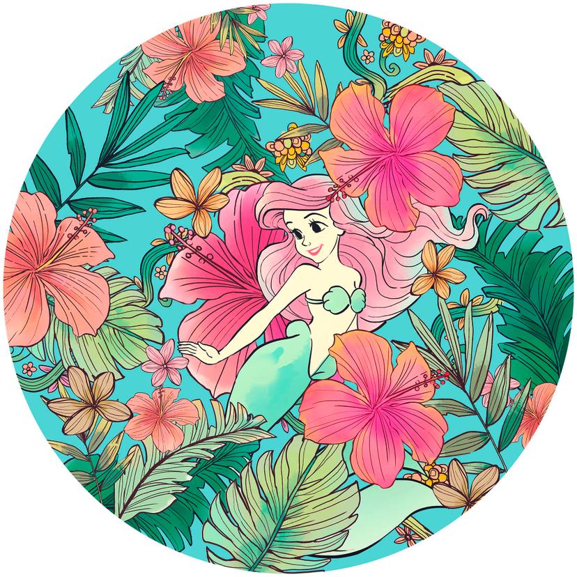 Tapetcirkel Selvklæbende non-woven tapet - Ariel Ocean Flowers - 125 x 125 cm