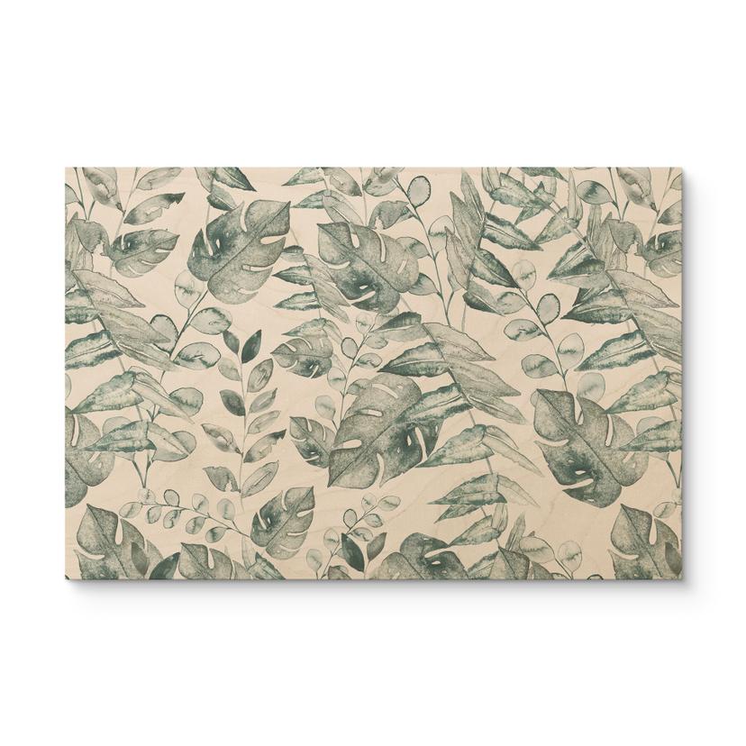 Cuadro de madera selva hojas acuarela crema - Bloomery Decor