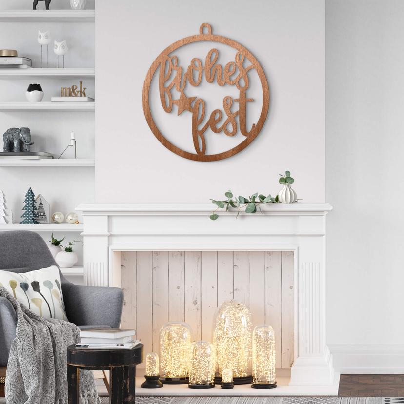 Decoración en madera de Navidad - Christmas bauble Merry Christmas - Madera de caoba