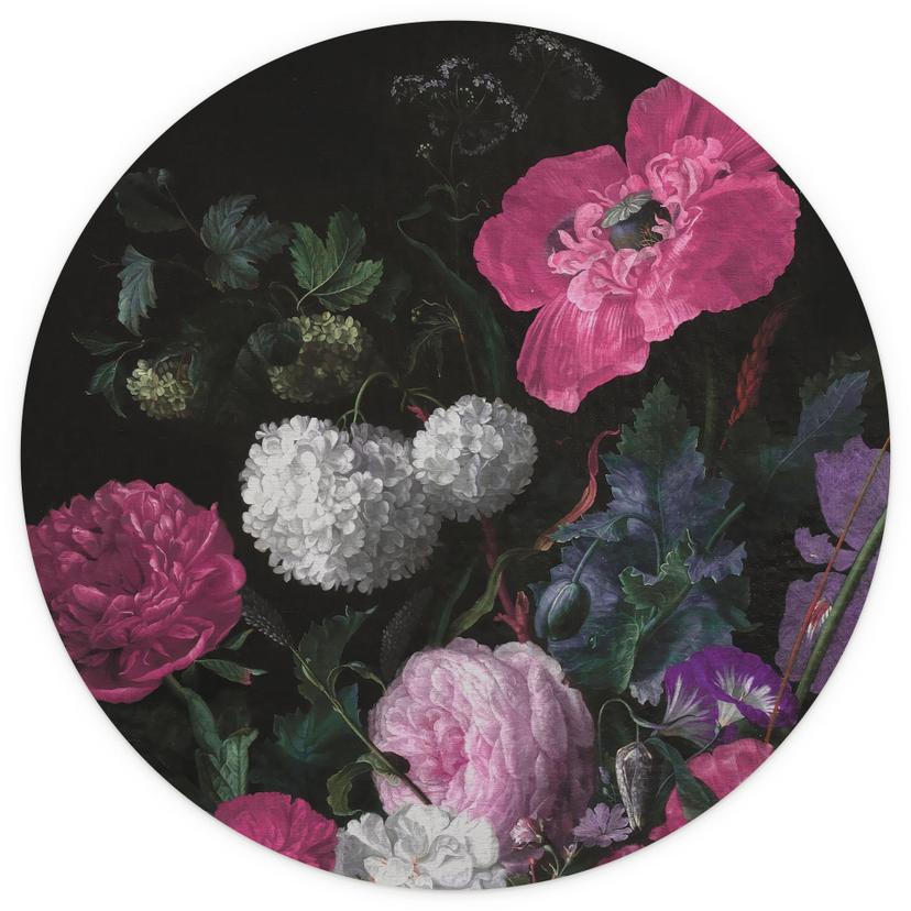 Fototapet Blommig bukett i Mignon-stil - Blomstrande dekor - Rund - non-woven tapet/självhäftande no