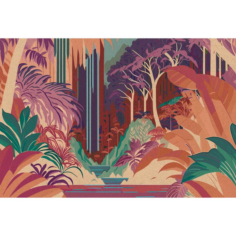 Carta da parati Art Deco jungle 3D - splendidi colori in stile retrò su tessuto non tessuto
