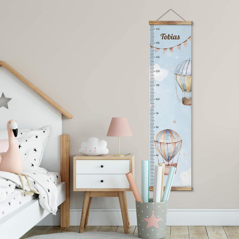 Personalisierte Messlatte Kinder - Kvilis - Heißluftballons - 30x120 cm